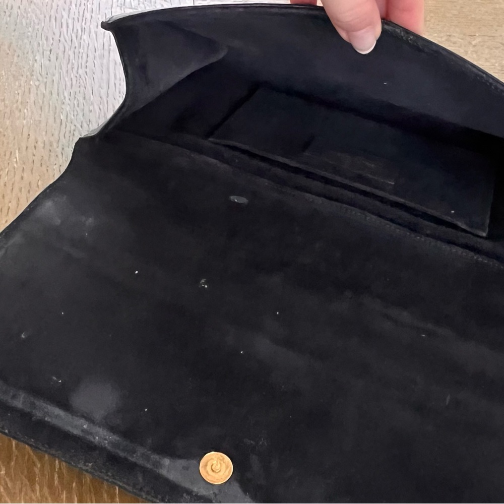 Yves Saint Laurent Black Clutch with Gold Y Detail - Picture 3 of 4